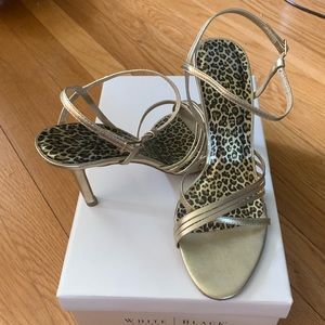 White House Black Market Gold strappy heels